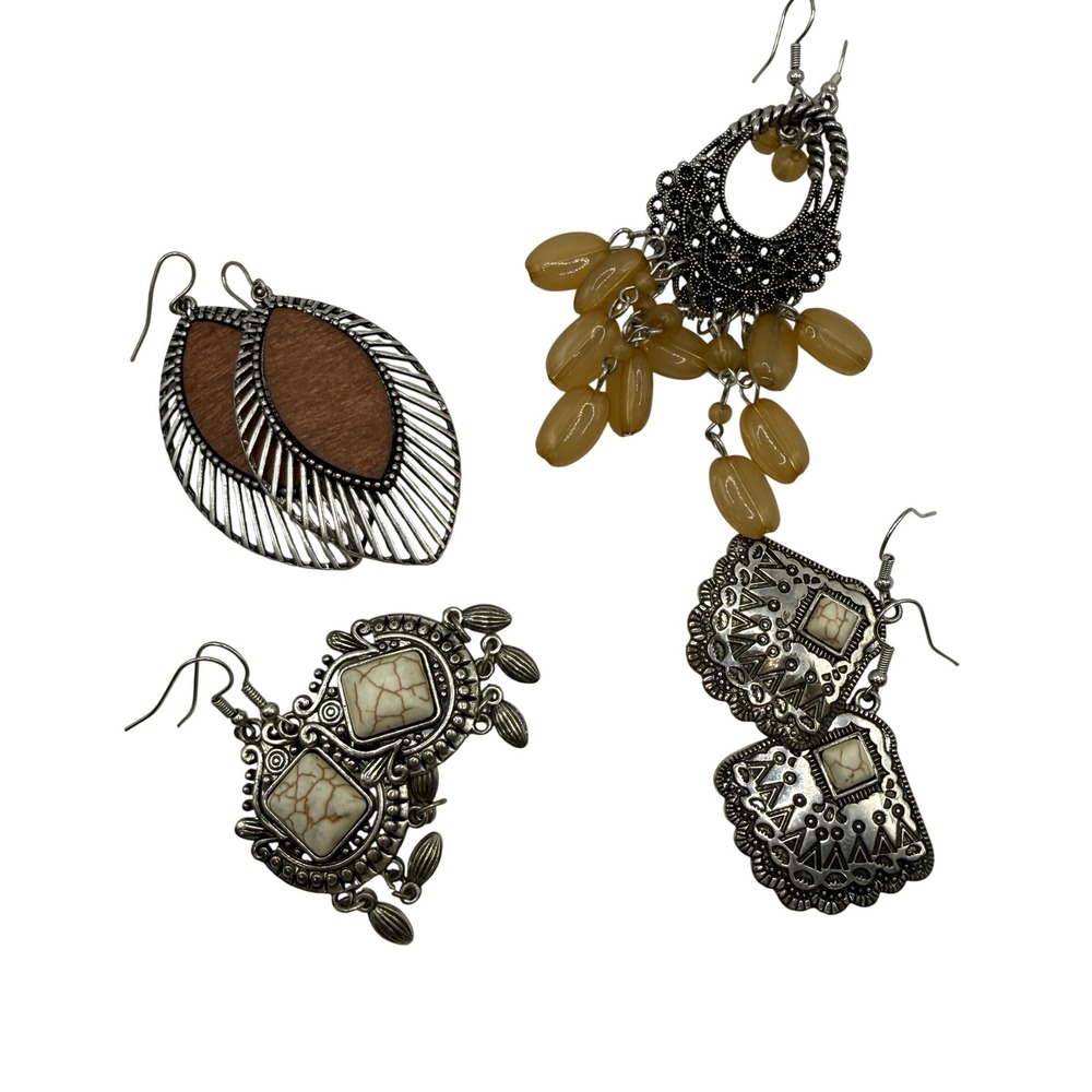 Boho Western Southwestern Tribal Lot of 4 Earrings‎ Unbranded